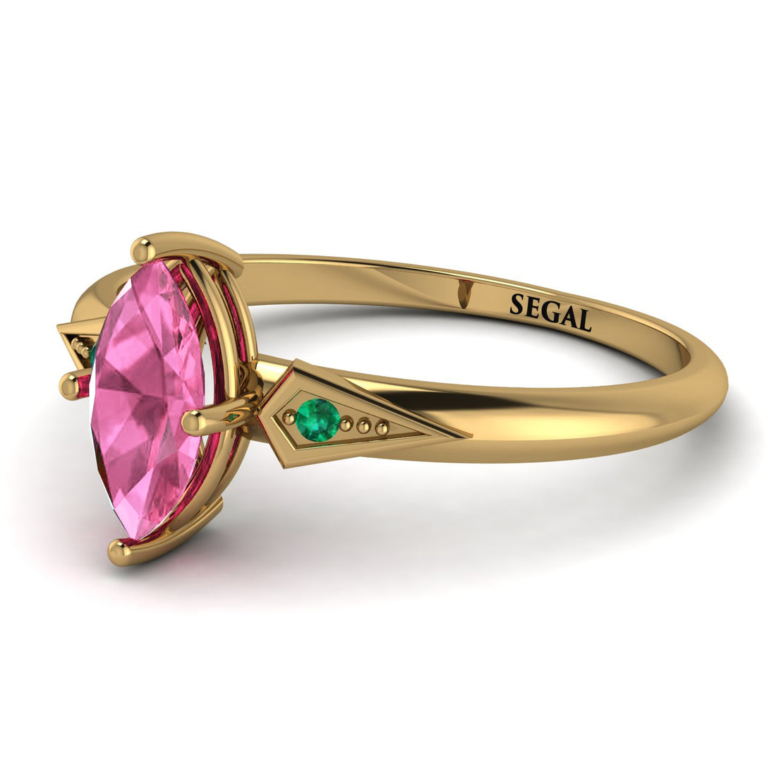 Marquise Pink Moissanite Geometrical Engagement Ring - Reese No. 804